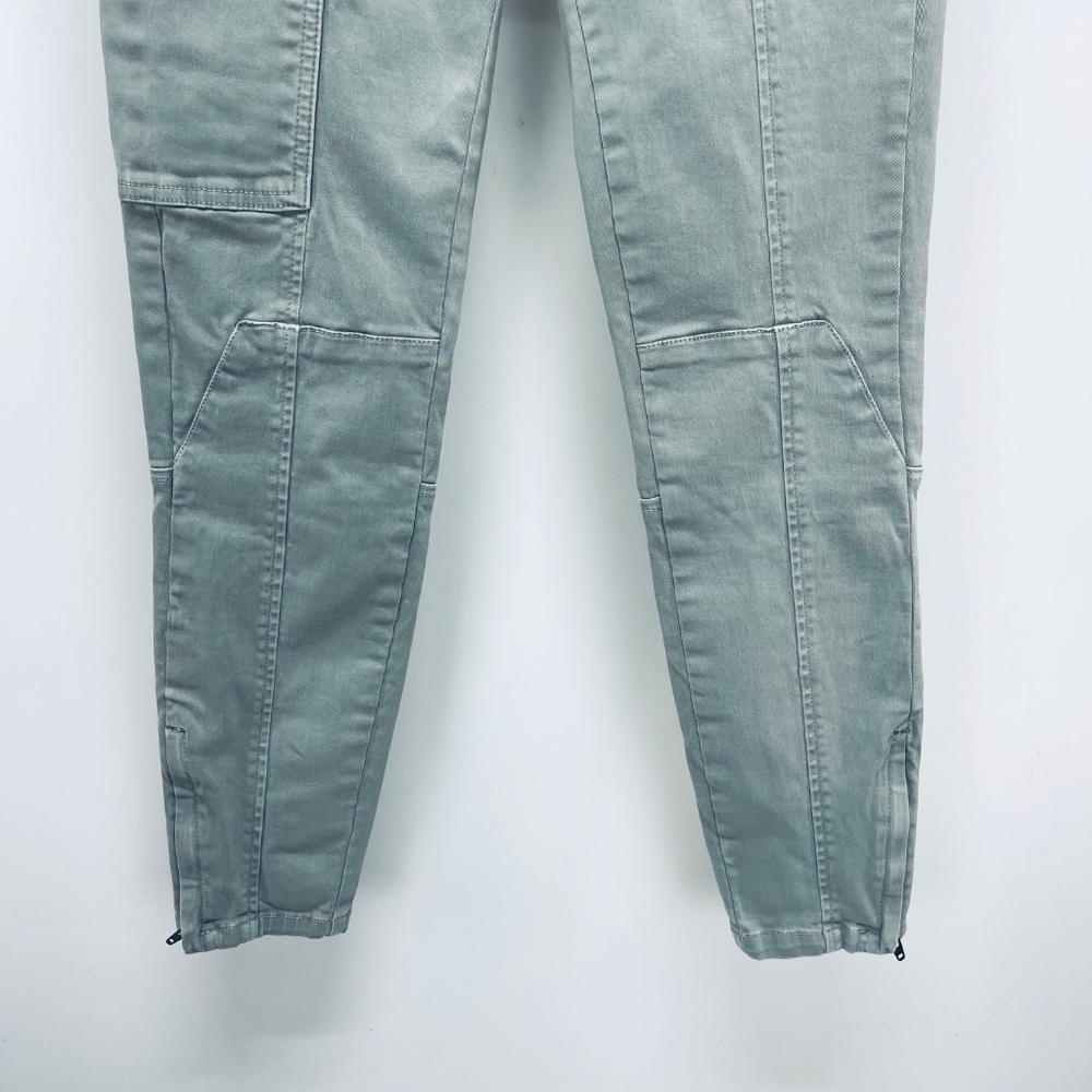 Anthropologie Pants Sz 27 Women’s Moto Utility Trouser Skinny Sage Green - Picture 4 of 13